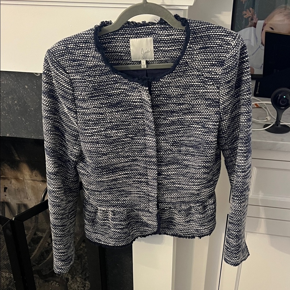 Joie Blue and White Textured Blazer
